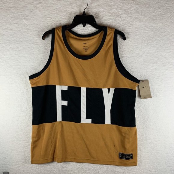 Nike Tank Top Women's XL Beige Polyester Swoosh Fly‎ Dri-Fit Round Neck 6843 - Picture 1 of 9